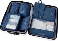 Somstyle Packing Cubes Set 7-Delig - Kleding Organizer Voor Reis Koffer, Backpack En Tas - Travel Bag Opbergzakken - Pack Compression Cubes - Geschikt Voor Kleding, Schoenen En Elektronica - Donkerblauw