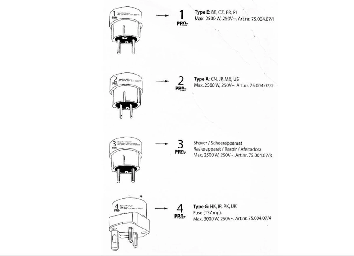 Promax Pro-Max Reisstekker - Wereldstekker Universeel - 4-delig - 2-pack 4 Promax Pro-Max Reisstekker - Wereldstekker Universeel - 4-delig - 2-pack - Afbeelding 2