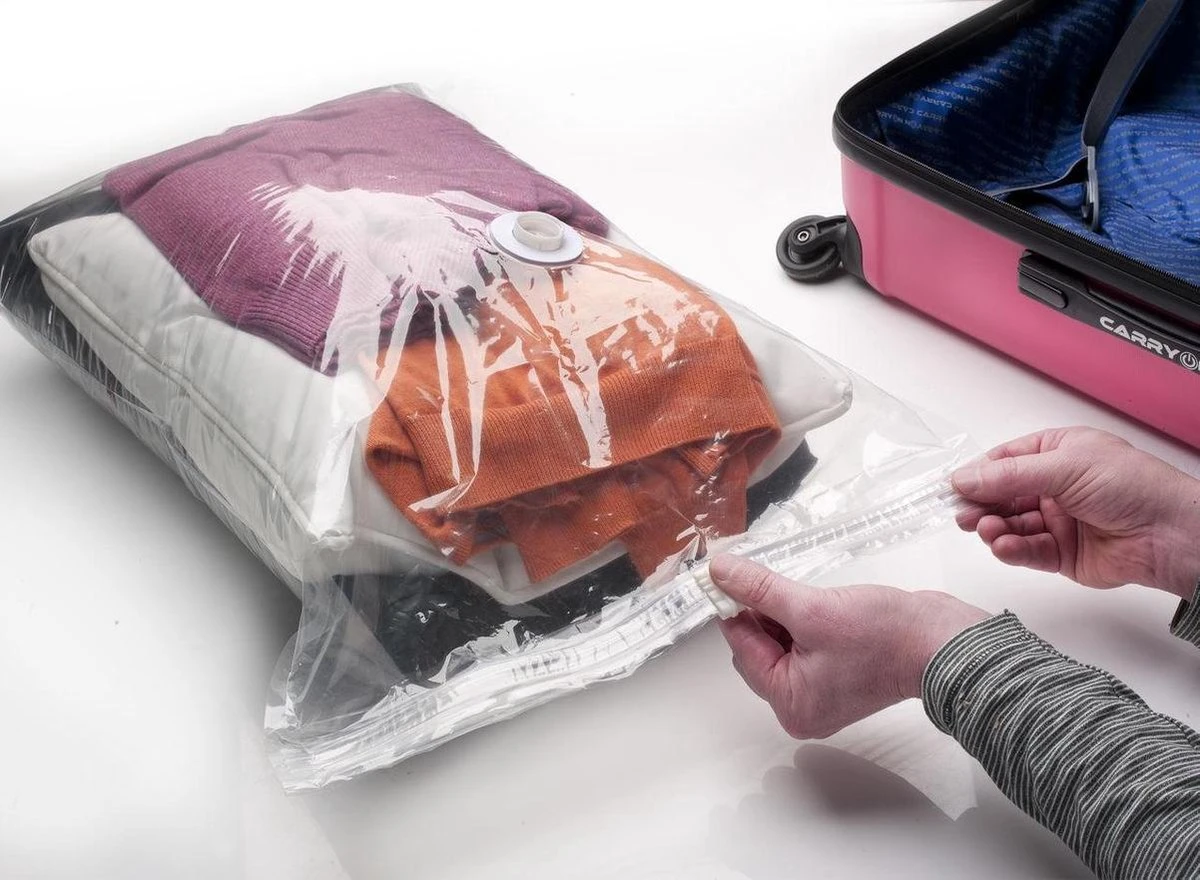 Vacuumzakken - Set Van 2 Opbergzakken - 45 X 70 Cm - Inclusief Pomp - Bagage - Kleding 6 Vacuumzakken - Set Van 2 Opbergzakken - 45 X 70 Cm - Inclusief Pomp - Bagage - Kleding - Afbeelding 4