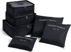 Travelistic Packing Cubes Set 6-delig - Organizer Voor Koffer En Backpack - Zwart