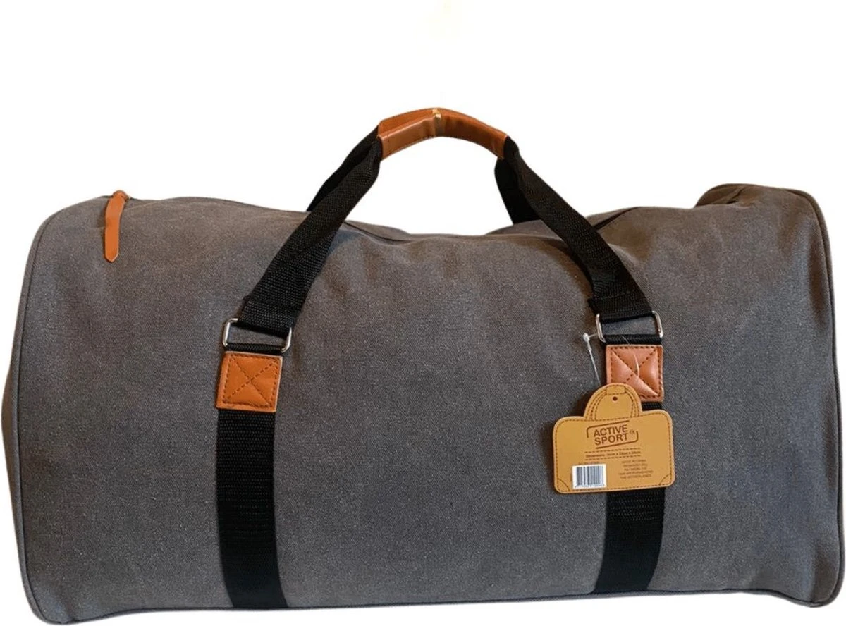 Reistas Canvas Deluxe | 50 Liter Weekendtas | 56 X 32 X 30cm | Reistas | Sport Tas| Grijs 5 Reistas Canvas Deluxe | 50 Liter Weekendtas | 56 X 32 X 30cm | Reistas | Sport Tas| Grijs - Afbeelding 3