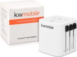 Kwmobile Wereldstekker Universeel - Reisstekker Geschikt Voor De Hele Wereld - Europa, Verenigde Staten, Afrika, Australië En Azië - Wit -Voyago Winkel 1200x890 2