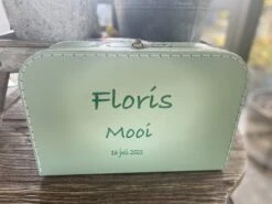 Merkloos Koffertje Karton Groen Maat L Met Eigen Opdruk - Met Naam -Voyago Winkel 1200x899