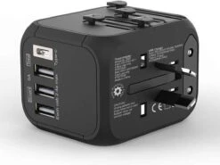 AMS® Universele Wereldstekker Met 1x USB-C En 3x USB Poorten - Reisstekker - Wereldstekker - Internationale Reisstekker Voor 150+ Landen - Reizen - Amerika (USA) - Engeland (UK) - Australië - Azië - Zuid Amerika - Afrika – Reis Adapter En Oplader -Voyago Winkel 1200x901 10