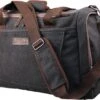 Yakfield - Reistas - Weekendtas - Kado - Dames En Heren - Canvas - Vintage Zwart Antraciet Grijs - Compact Middelgroot Model - 35 Liter Duffelbag - 5 Opbergvakken - 52x30x20 Cm -Voyago Winkel 1200x916 1