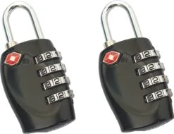 TSA Kofferslot 4 Cijfers - Reisslot - Reis Cijferslot - Cijferhangslot - Hangslot - Bagageslotjes - Slot Voor Bagage : Zwart - 2 Stuks