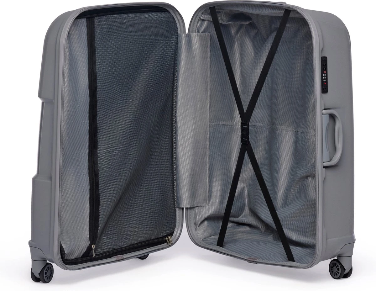 ©TROLLEYZ - Venice No.10 - Trolley - 55cm Met TSA Slot - Dubbele Wielen - 360° Spinners - 100% Polypropyleen - Handbagage Koffer In Silver Stone 6 ©TROLLEYZ - Venice No.10 - Trolley - 55cm Met TSA Slot - Dubbele Wielen - 360° Spinners - 100% Polypropyleen - Handbagage Koffer In Silver Stone - Afbeelding 4