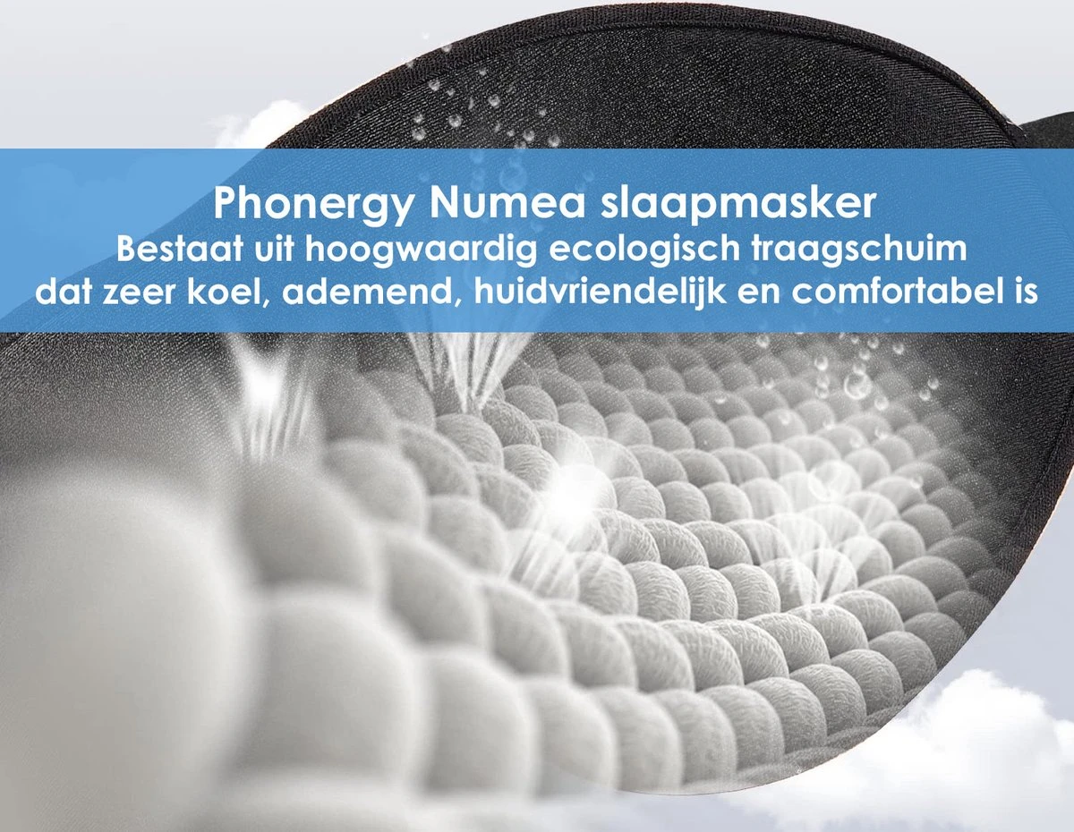 Phonergy Numea - Slaapmasker- Oogmasker- 3D Ergonomisch- Eco Traagschuim- Biologisch - 100% Verduisterend- Handgemaakt - Zwart 6 Phonergy Numea - Slaapmasker- Oogmasker- 3D Ergonomisch- Eco Traagschuim- Biologisch - 100% Verduisterend- Handgemaakt - Zwart - Afbeelding 4