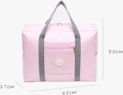 Merkloos TDR-Draagbare Opvouwbare Opbergtas -Handbagage Reistas-Weekendtas- Roze -Voyago Winkel 1200x933