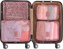 Packing Cubes Set 6 Stuks - Koffer Organizer - Travel Bag - Kleding Organizer Set - Backpack Kubussen - Opbergzakken - Backpack Cubes - Reizen - Roze Print -Voyago Winkel 1200x935 2