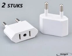Ronyse Reisstekker Van VS/USA Naar EU Reisstekker - 2 Stuks - Wit -Voyago Winkel 1200x944 1