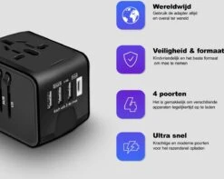 Wereldstekker - Reizen - Reisstekker - Fast Charging - Universele Wereldstekker - 4 USB Poorten - Adapter - Zwart -Voyago Winkel 1200x955 16