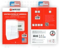SKROSS - Reisadapter - Europa Naar Amerika (USA) + 2xUSB 2400 MA -Voyago Winkel 1200x972 3