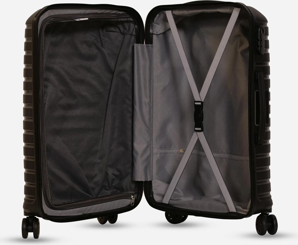 ©TROLLEYZ - Berlin No.11 - Reiskoffer 69cm Met Cijferslot - Dubbele Wielen - 360° Spinners - 100% Polypropyleen- Reiskoffer In Night Black 6 ©TROLLEYZ - Berlin No.11 - Reiskoffer 69cm Met Cijferslot - Dubbele Wielen - 360° Spinners - 100% Polypropyleen- Reiskoffer In Night Black - Afbeelding 4