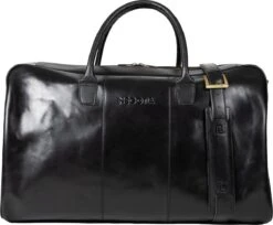 NEGOTIA Delta - Leren Weekendtas - Leren Reistas - Duffel Bag - 100% Luxe Top-Grain Leer - Zwart