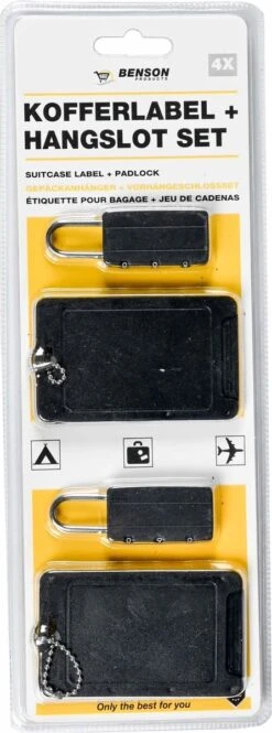 Benson Kofferlabels Met Cijferhangsloten - 4 Delig -Voyago Winkel 446x1200 4