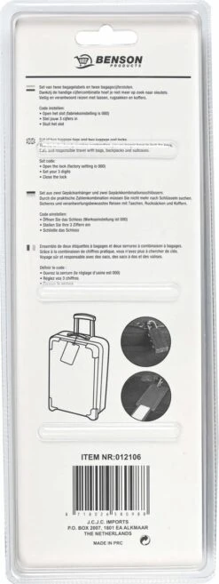 Benson Kofferlabels Met Cijferhangsloten - 4 Delig -Voyago Winkel 451x1200 7
