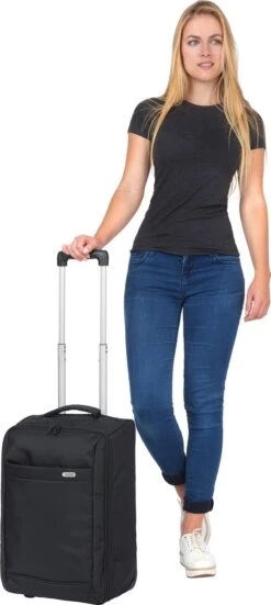 TravelZ Handbagage 51cm - Handbagagekoffer Opvouwbaar - Ultralicht 1,7kg Met 2 Wiel - Zwart -Voyago Winkel 538x1200