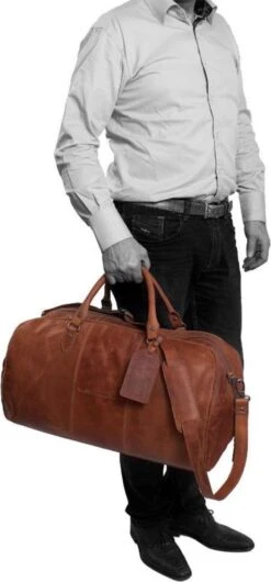 Chesterfield Leren Reistas / Weekendtas William - 40 Liter - Cognac -Voyago Winkel 559x1200 10