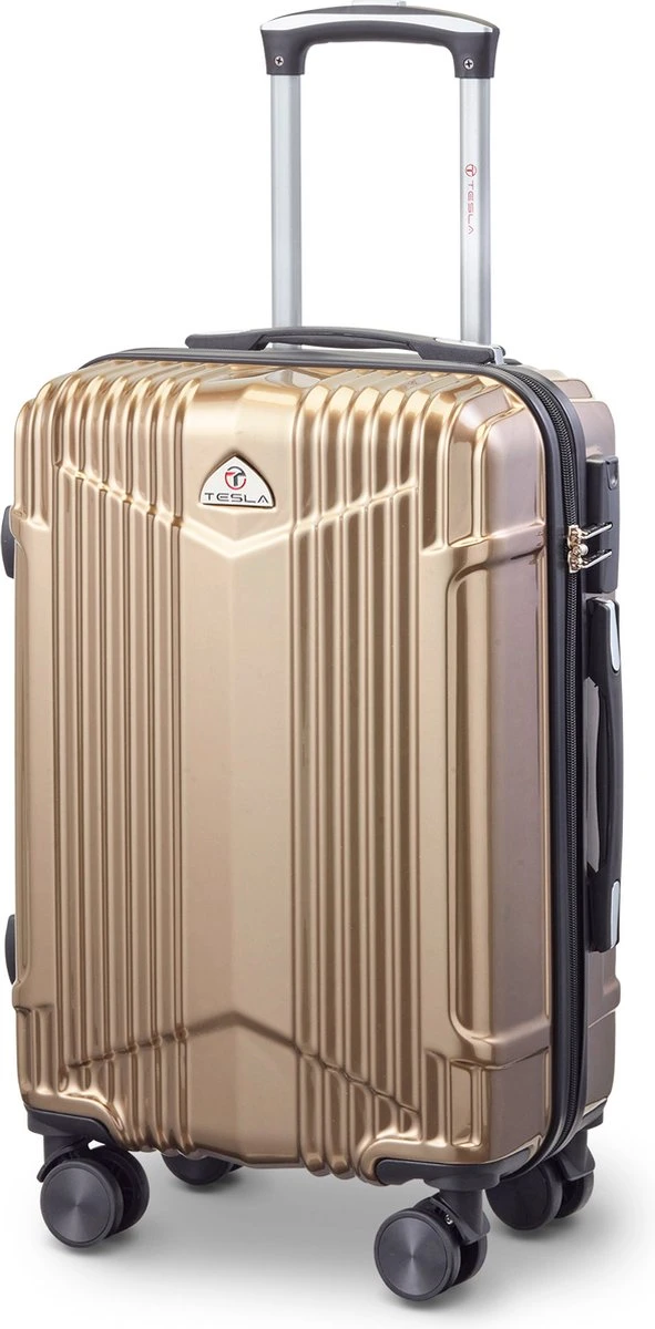 Tesla PC - Handbagage Koffer - 55x35x20 Cm - 4 Wielen - Goud 3 Tesla PC - Handbagage Koffer - 55x35x20 Cm - 4 Wielen - Goud