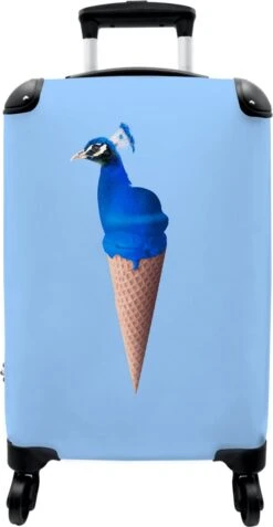 NoBoringSuitcases.com® Koffer - Reiskoffer Met Wielen - Pauw - IJshoorntjes - Blauw - IJs - Vogel - Handbagage Trolley - Past Binnen 55x40x20 Cm En 55x35x25 Cm - Fotokoffer -Voyago Winkel 621x1200 7