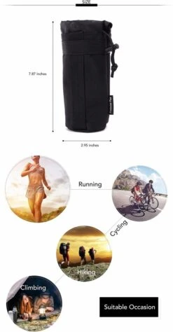 Merkloos Zwart Protector Plus Unisex Duurzame Nylon Kettle Bag Voor 550ML Drink Wandelen, Survival, Air-soft, Paintball | Beschermhoes Waterfles/drinkfles | X000KQ1011 -Voyago Winkel 625x1200 23