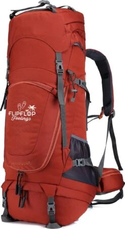 FlipFlop Feelings 70 Liter Backpack - Rood - Verstelbaar 60L Tot 80L - Rits Rondom - Opent Als Koffer - Gratis Regenhoes -Voyago Winkel 659x1200 15
