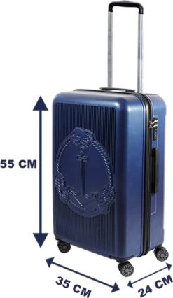 Handbagage Koffer 22"- Reiskoffer Met Wielen - Handbagage Trolley -Harde Reiskoffer- Trolley Met Gevoerde Binnekant- Marineblauw -Voyago Winkel 696x1200 3