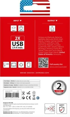 SKROSS - Reisadapter - Europa Naar Amerika (USA) + 2xUSB 2400 MA -Voyago Winkel 719x1200 5