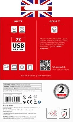 SKROSS - Reisadapter - Europa Naar Verenigd Koninkrijk (UK) Reisadapter + 2xUSB 2400 MA -Voyago Winkel 720x1200 11