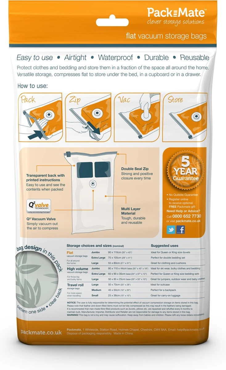 Packmate - Vacuümzakken (6-delig) - Vacuüm Opbergzakken - Ruimte Besparen 5 Packmate - Vacuümzakken (6-delig) - Vacuüm Opbergzakken - Ruimte Besparen - Afbeelding 3