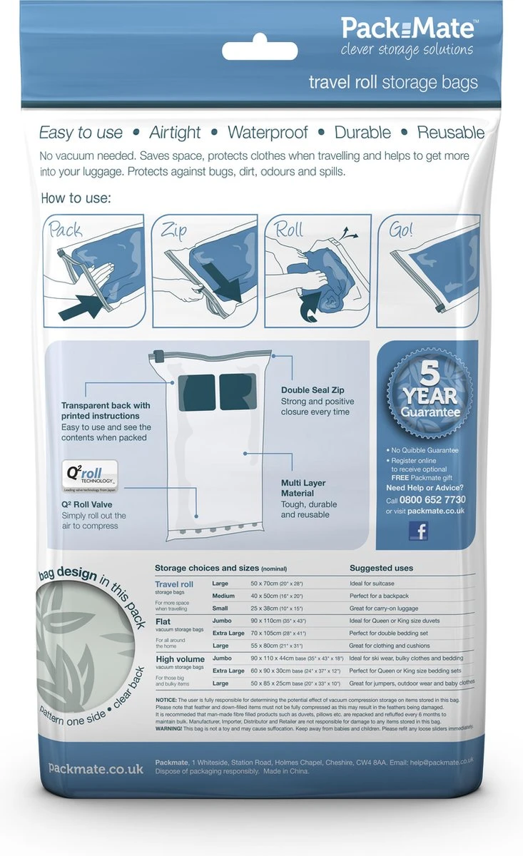 Packmate - Vacuümzakken (6-delig) - Vacuüm Opbergzakken - Ruimte Besparen 9 Packmate - Vacuümzakken (6-delig) - Vacuüm Opbergzakken - Ruimte Besparen - Afbeelding 7