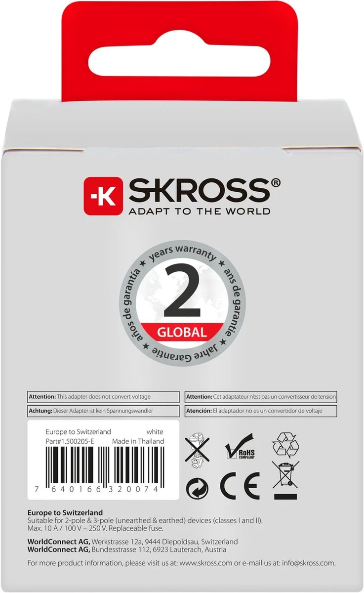 SKROSS Reisstekker Europa Naar Zwitserland 20 SKROSS Reisstekker Europa Naar Zwitserland - Afbeelding 18