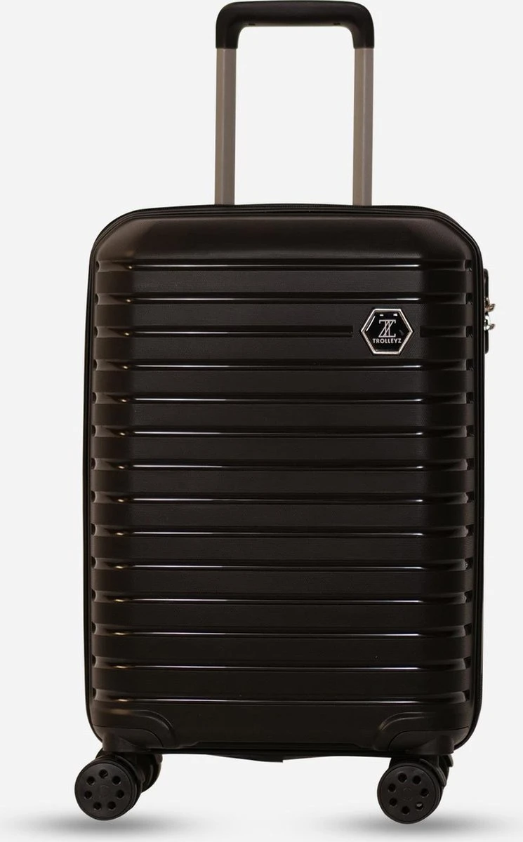 ©TROLLEYZ - Berlin No.11 - Trolley - 55cm Met Cijferslot - Dubbele Wielen - 360° Spinners - 100% Polypropyleen- Reiskoffer In Night Black 10 ©TROLLEYZ - Berlin No.11 - Trolley - 55cm Met Cijferslot - Dubbele Wielen - 360° Spinners - 100% Polypropyleen- Reiskoffer In Night Black - Afbeelding 8