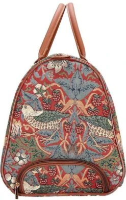 Signare - Weekendtas Met Wielen - Gobelin - Strawberry Thief Red - William Morris -Voyago Winkel 756x1200 2