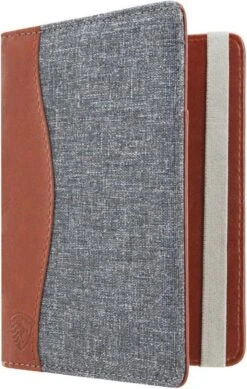 Merkloos Jeans Style RFID Paspoort Hoesje Anti Skim / Paspoorthouder Blauw - Cognac -Voyago Winkel 761x1200 13