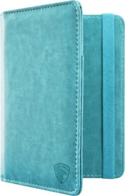 Merkloos Luxe Style RFID Paspoort Hoesje Anti Skim / Paspoorthouder Turquoise -Voyago Winkel 766x1200 14