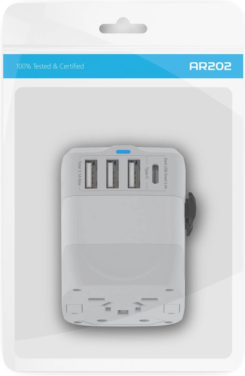 Universele Wereldstekker Met 4 USB-C En USB Poorten - Internationale Reisstekker Voor 150+ Landen - EU - Engeland (UK) - Amerika (USA) - Australië - Azië - Zuid Amerika - Reis Adapter - Wereld Stekker - Oplader – Wit 12 Universele Wereldstekker Met 4 USB-C En USB Poorten - Internationale Reisstekker Voor 150+ Landen - EU - Engeland (UK) - Amerika (USA) - Australië - Azië - Zuid Amerika - Reis Adapter - Wereld Stekker - Oplader – Wit - Afbeelding 10