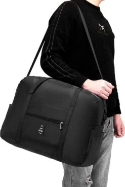 MISWAN Opvouwbare Reistas 45 X 36 X 20 EasyJet Travel Bag Maximale Grootte Holdall Cabine Bagage Onder Seat Flight Bag Met Trolleybevestiging Duffeltas Weekendtas Heren Dames Carry On Luggage Zwart -Voyago Winkel 803x1200 23