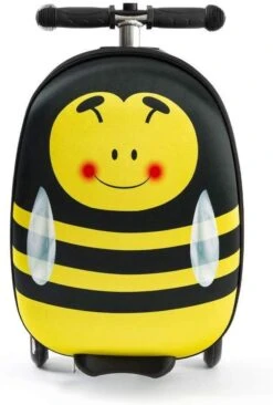 Rolkoffer Trolley Voor Kinderen | Geel | Trolley | Tas Kind | Bagagekoffer | Step Jongen | Vliegtuig Nekkussen | Step Met 3 Wielen | FDBW | Koffer Handbagage - 50 Kilo - Bouncy Box 40x20x25 Cm + Nekkussen Vliegtuig -Voyago Winkel 810x1200