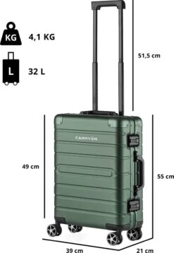 CarryOn ULD Handbagage - Luxe Aluminium Trolley 55cm - Dubbel TSA Slot - Dubbele Wielen - Groen -Voyago Winkel 828x1200 3
