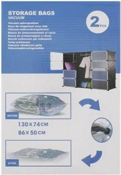 Merkloos Vacuum Opbergzakken | Bagage Kledingzak | 2 Stuks - 1 Large 130x74 Cm - 1 Medium 86x50 Cm -Voyago Winkel 830x1200 20
