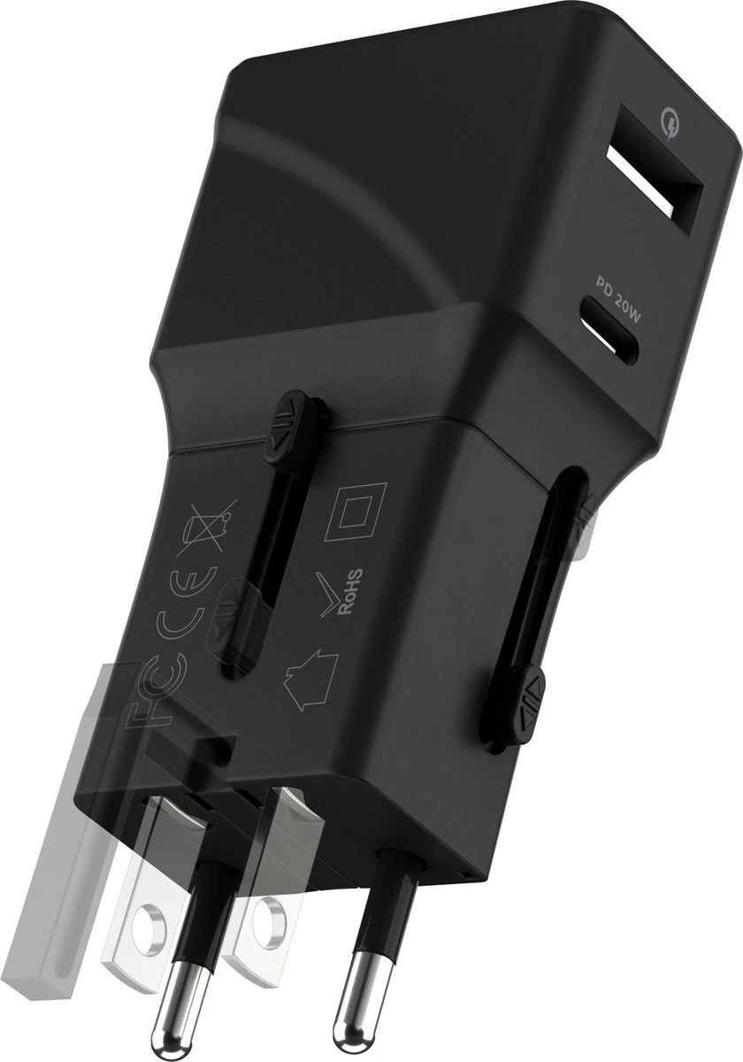 RollingSquare Wereldstekker Pocket Travel Adapter L Universele Reisstekker - USB En USB-C Poort 4 RollingSquare Wereldstekker Pocket Travel Adapter L Universele Reisstekker - USB En USB-C Poort - Afbeelding 3