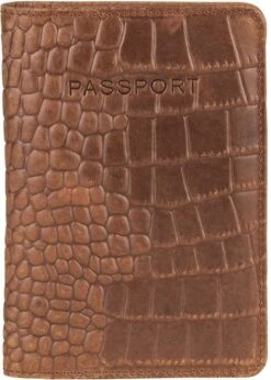 BURKELY Croco Cody Passportcover Paspoorthoes - Cognac