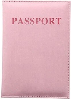 Merkloos (Licht) Roze Leren Paspoorthouder - Paspoort Hoesje - Cover - Mapje