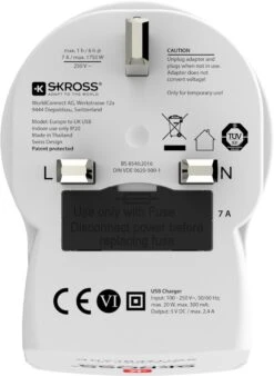 SKROSS - Reisadapter - Europa Naar Verenigd Koninkrijk (UK) Reisadapter + 2xUSB 2400 MA -Voyago Winkel 877x1200 16