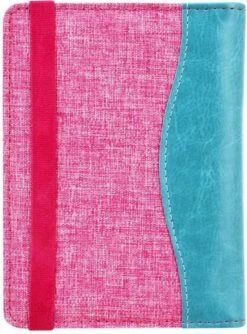 Merkloos Jeans Style RFID Paspoort Hoesje Anti Skim / Paspoorthouder Roze-Turquoise -Voyago Winkel 887x1200 8
