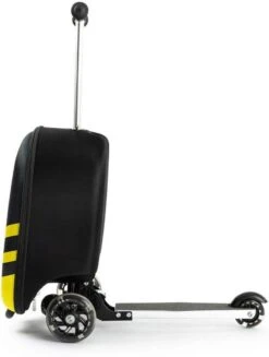 Rolkoffer Trolley Voor Kinderen | Geel | Trolley | Tas Kind | Bagagekoffer | Step Jongen | Vliegtuig Nekkussen | Step Met 3 Wielen | FDBW | Koffer Handbagage - 50 Kilo - Bouncy Box 40x20x25 Cm + Nekkussen Vliegtuig -Voyago Winkel 907x1200