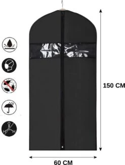 Merkloos 5x XL Duurzame Kledinghoes Met Rits - Doorkijk - 60x150 Cm - Zwart -Voyago Winkel 908x1200 3