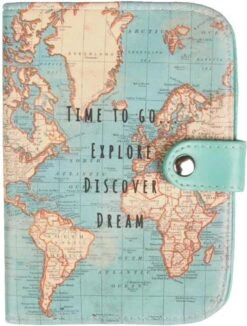 Vintage Map Time To Go Passport Holder Paspoort Houder Reizen Travel